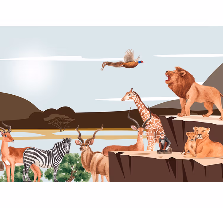 Majestic Wildlife Gathering animal wall mural - TenStickers