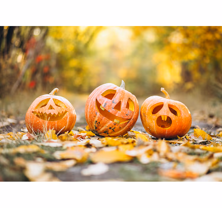 Carved Pumpkin Faces halloween wall mural - TenStickers
