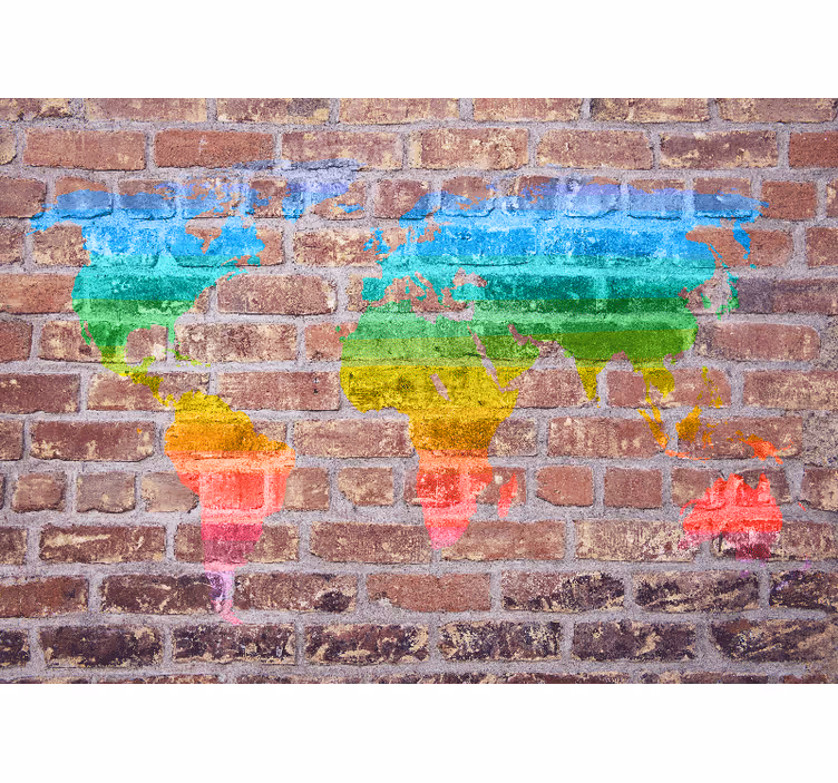 World map wall mural colorful geographic design - TenStickers