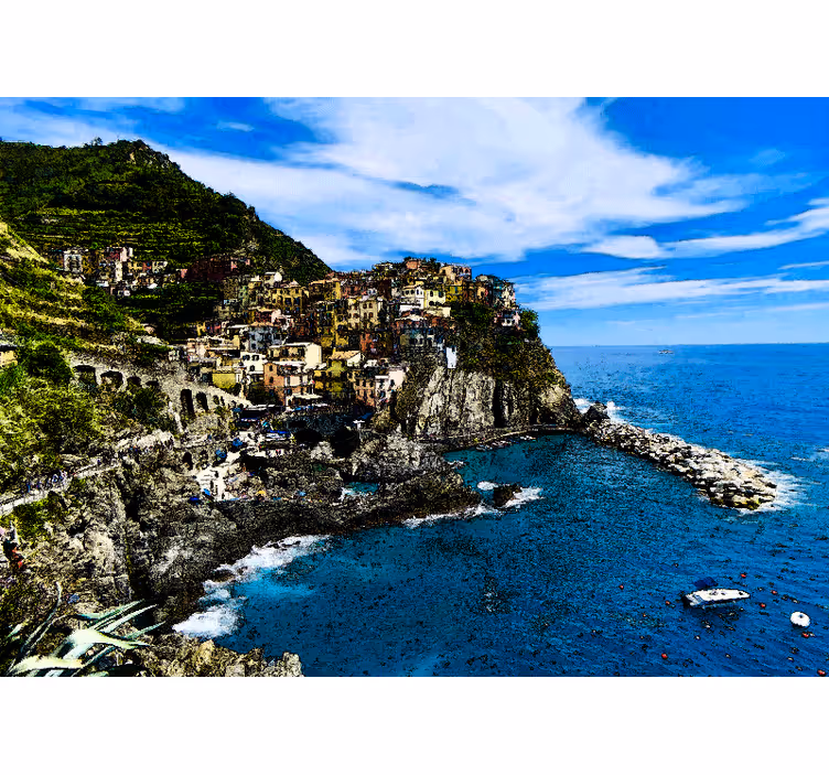 Coastal Village View city wall mural - TenStickers