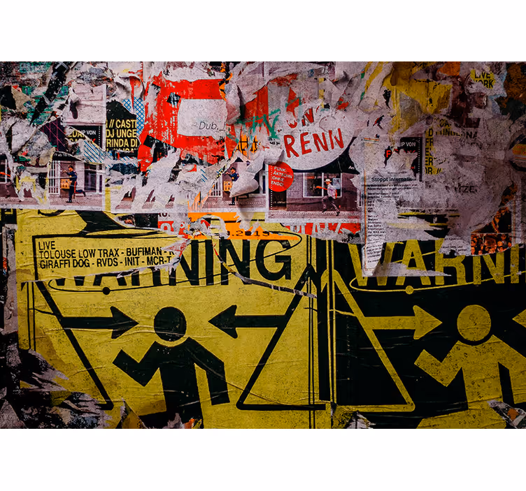 Graffiti wall mural urban caution signs - TenStickers