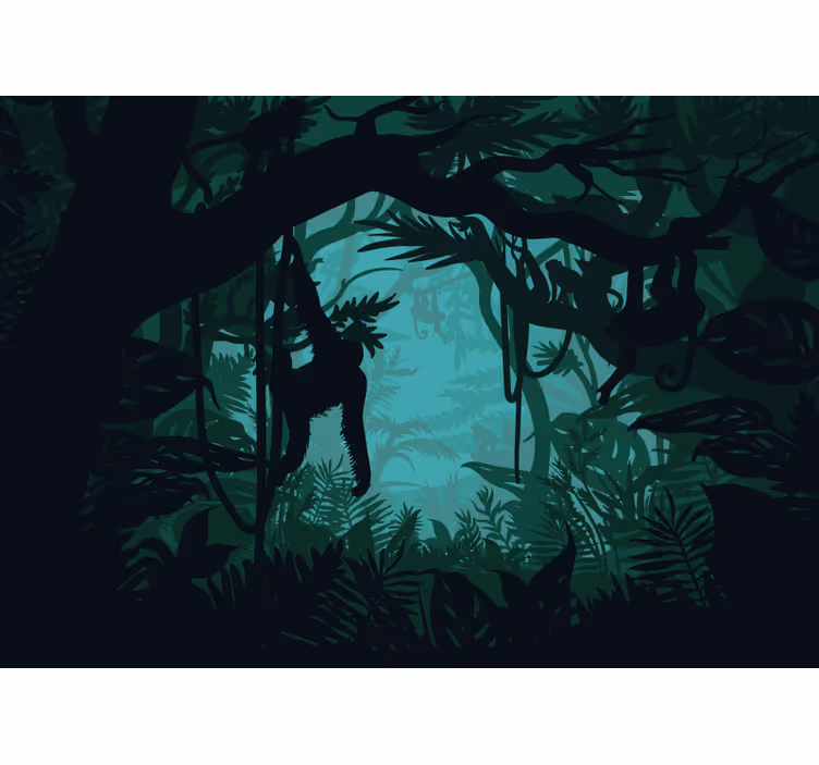 Vibrant jungle landscape jungle wall mural - TenStickers