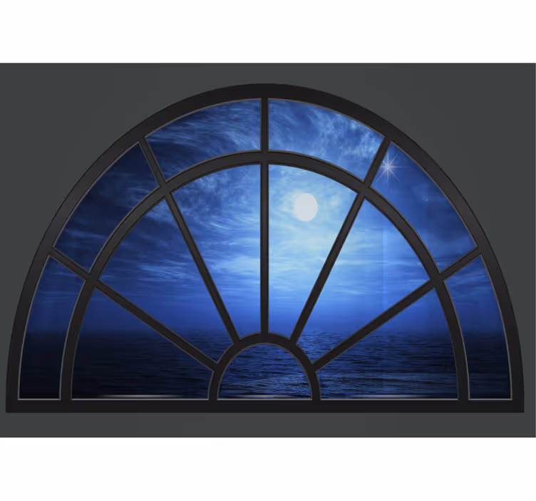 Sea with moon behind the window 3D Wall Mural - TenStickers