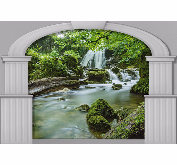 3D pilars with Waterfall Wall Mural - TenStickers