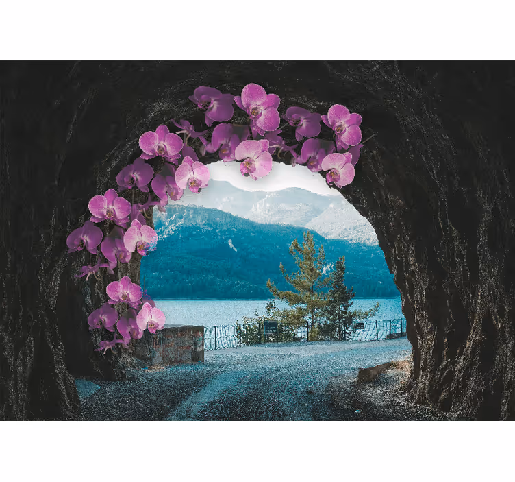 Orchids Framing Landscape flower wall mural - TenStickers