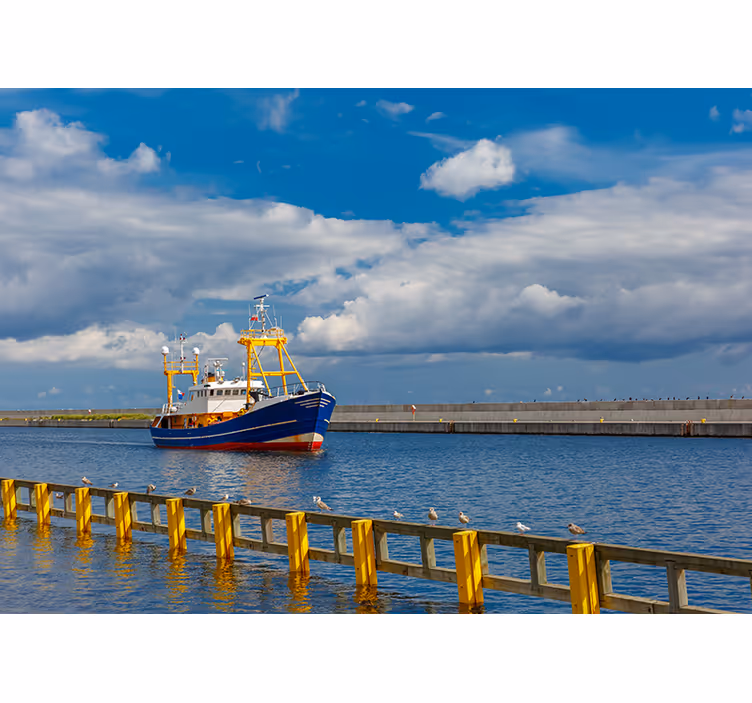 Fishing Boat Harbor ocean wall mural - TenStickers
