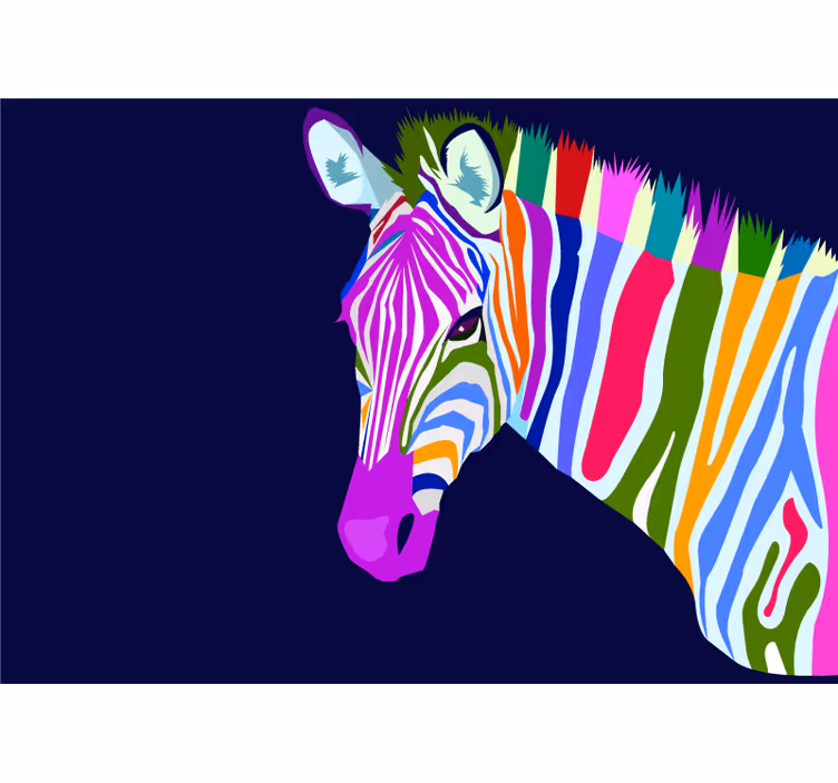 Multicolored Zebra animal wall mural - TenStickers