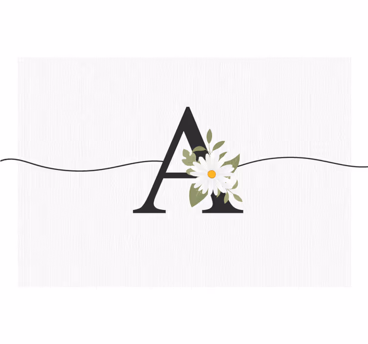 Teenager wall mural personalized initial with daisy - TenStickers
