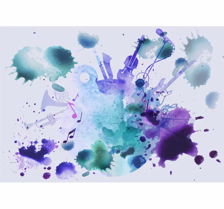 Music wall mural musical instrument splash - TenStickers