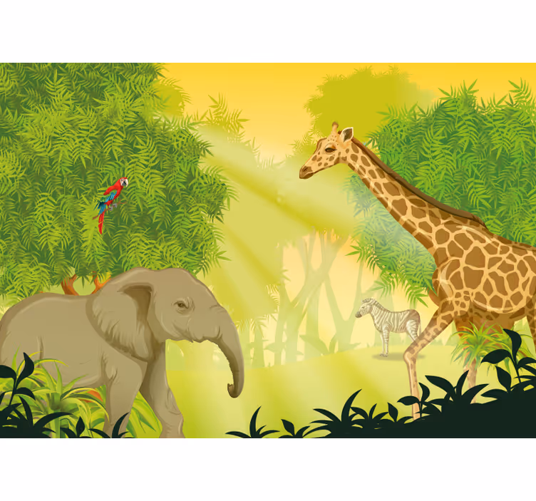 Animal wall mural savanna safari scene - TenStickers
