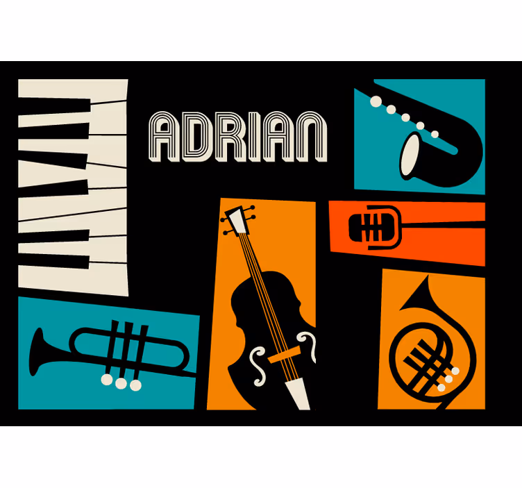 Vibrant musical instruments music wall mural - TenStickers