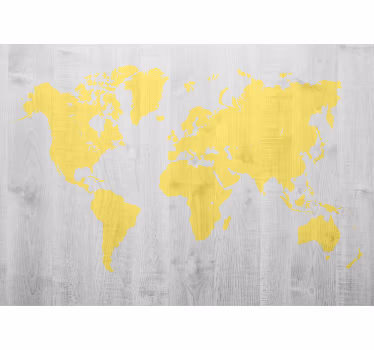 World map wall mural yellow world map - TenStickers