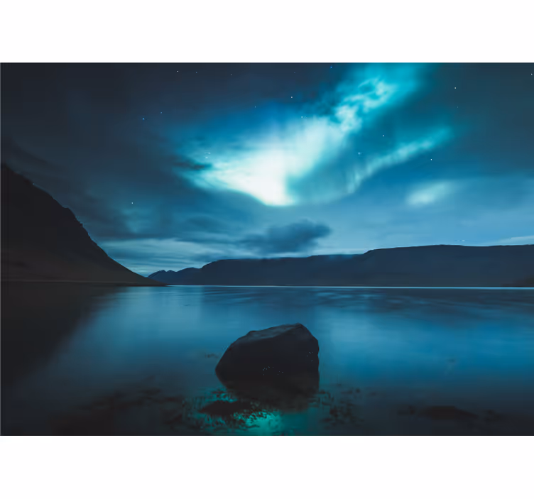 Landscape wall mural aurora over tranquil lake - TenStickers