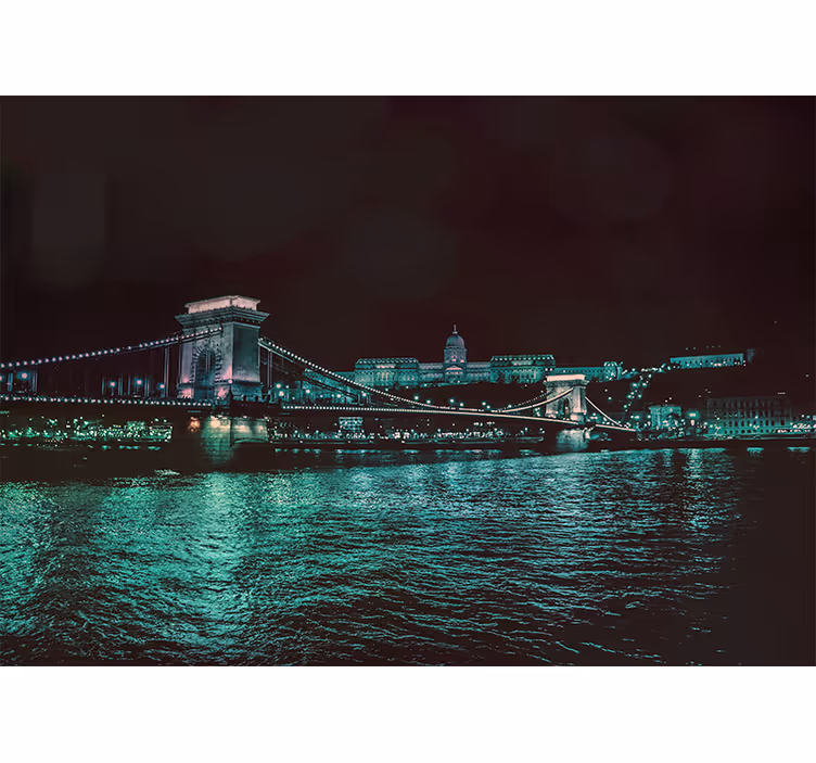 Chain bridge by night wall mural - TenStickers