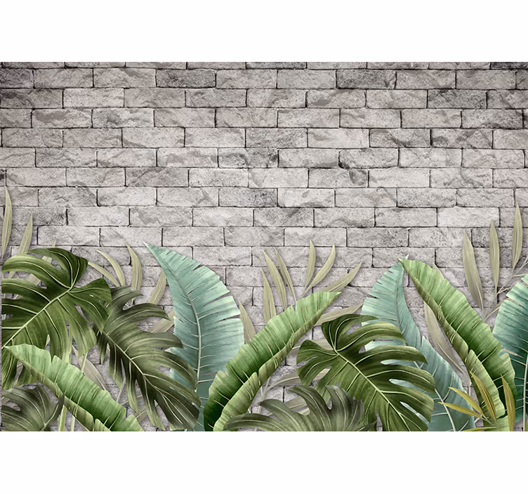 Nature wall mural lush tropical greens - TenStickers