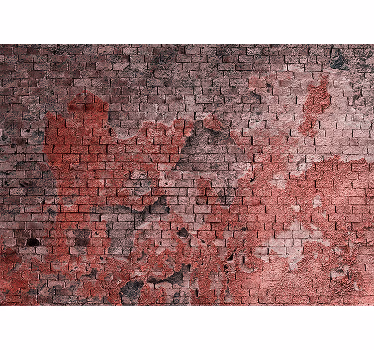 Red bricks with white paint  brick wall mural - TenStickers