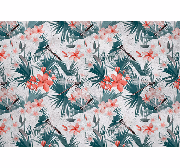 Flower wall mural tropical floral design - TenStickers