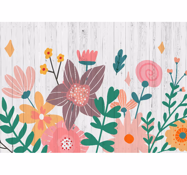 Flower wall mural colorful floral artwork - TenStickers