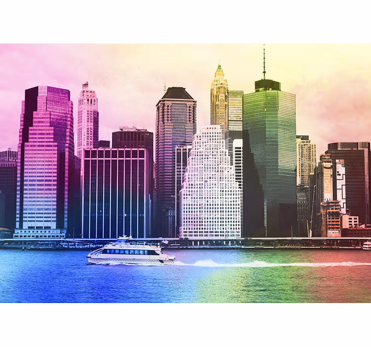 Lively cityscape city wall mural - TenStickers