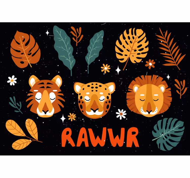 Childrens wall mural playful jungle animals - TenStickers