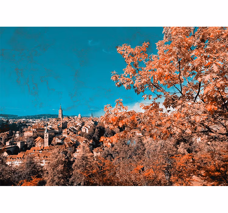 Landscape wall mural vibrant autumn scene - TenStickers