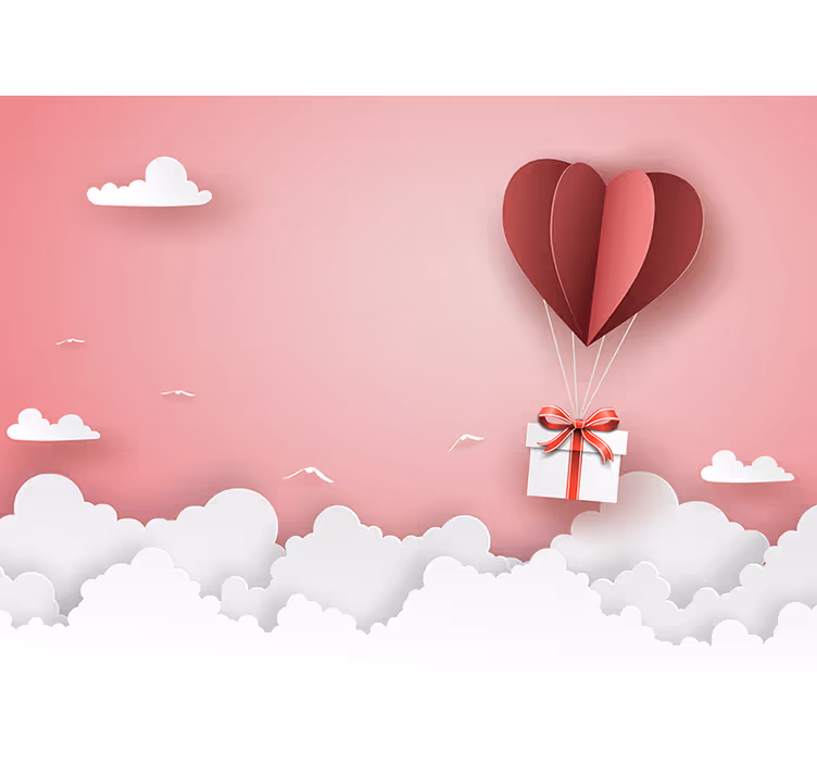 Love wall mural heart balloon surprise - TenStickers