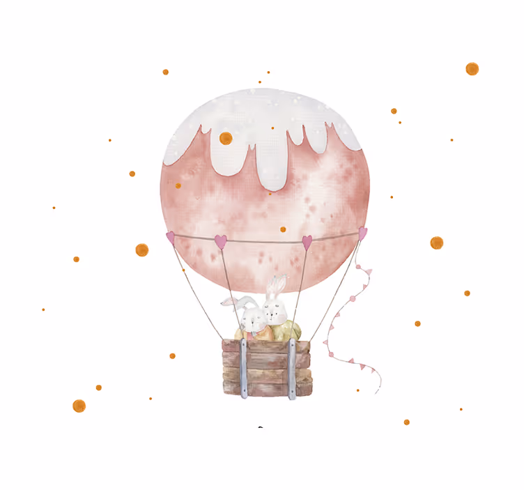 Love wall mural bunny balloon journey - TenStickers