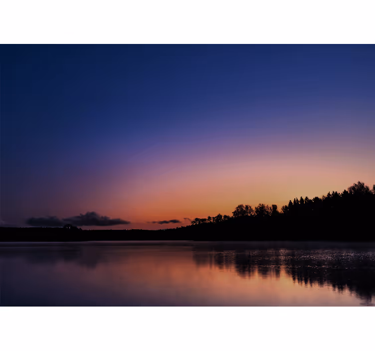 Landscape wall mural serene lakeside sunset - TenStickers