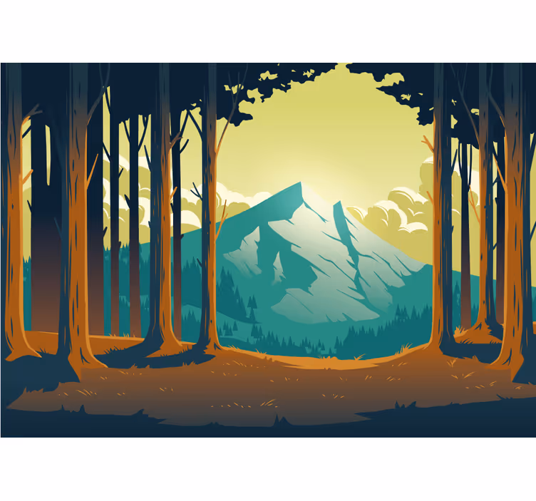 Scenic forest mountain mountain wall mural - TenStickers
