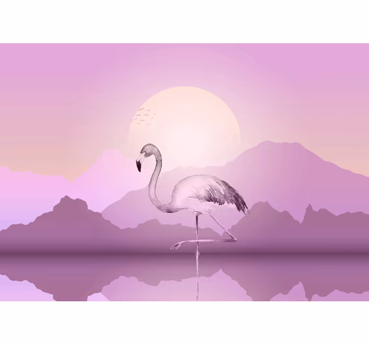 Animal wall mural elegant flamingo silhouette - TenStickers