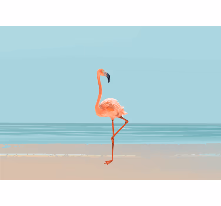 Ocean wall mural flamingo at the shore - TenStickers