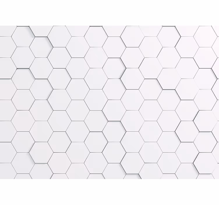 White hexagons realistic pattern 3D Wall Mural - TenStickers