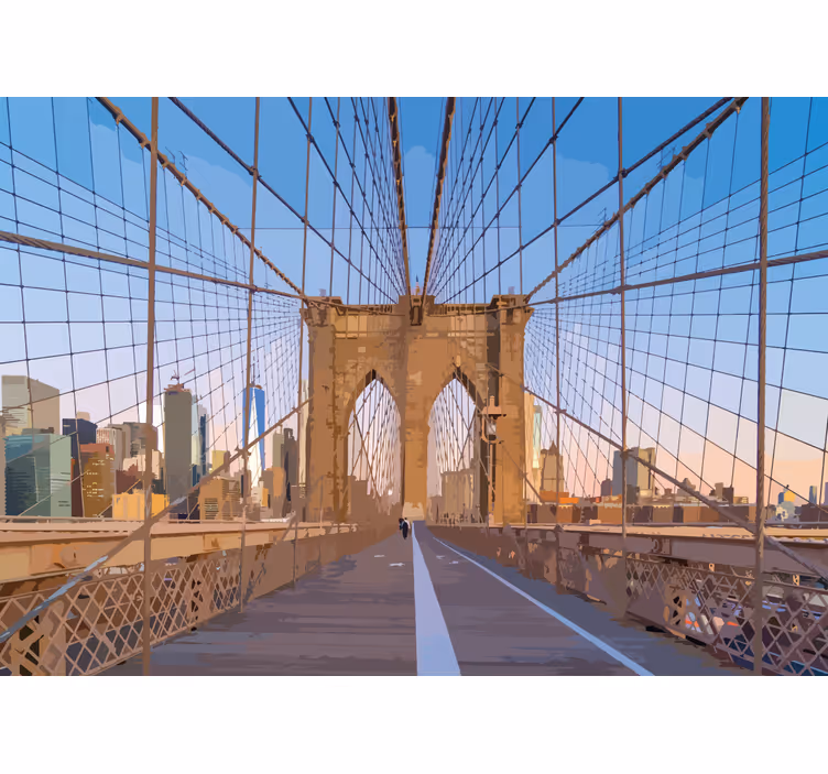 City wall mural brooklyn bridge perspective - TenStickers