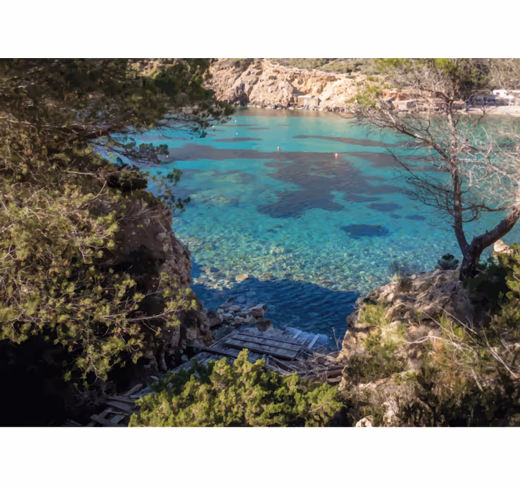 Nature wall mural serene coastal landscape - TenStickers