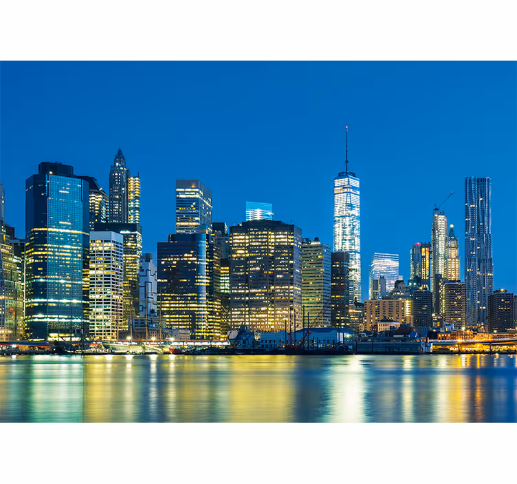 New york wall mural nyc skyline at night - TenStickers