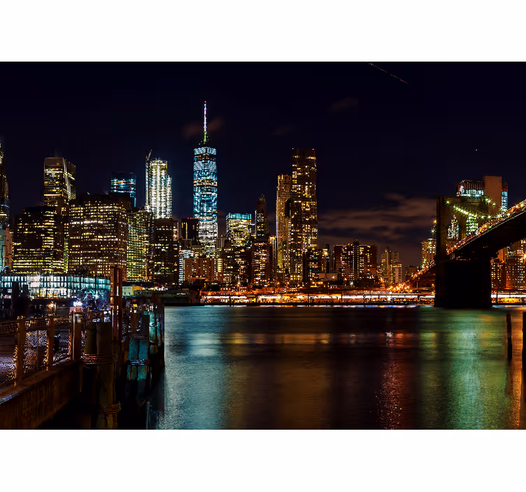 New york wall mural manhattan night scene - TenStickers