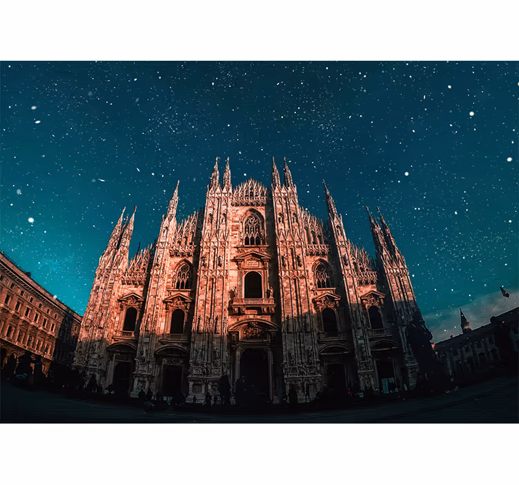 Madrid wall mural milan cathedral nightscape - TenStickers