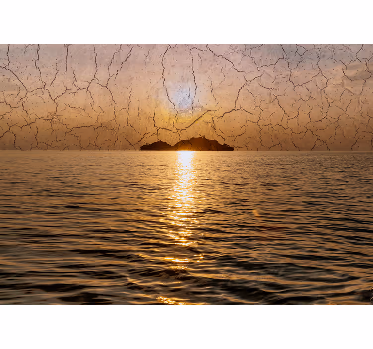 Mountain wall mural dusk over the ocean - TenStickers