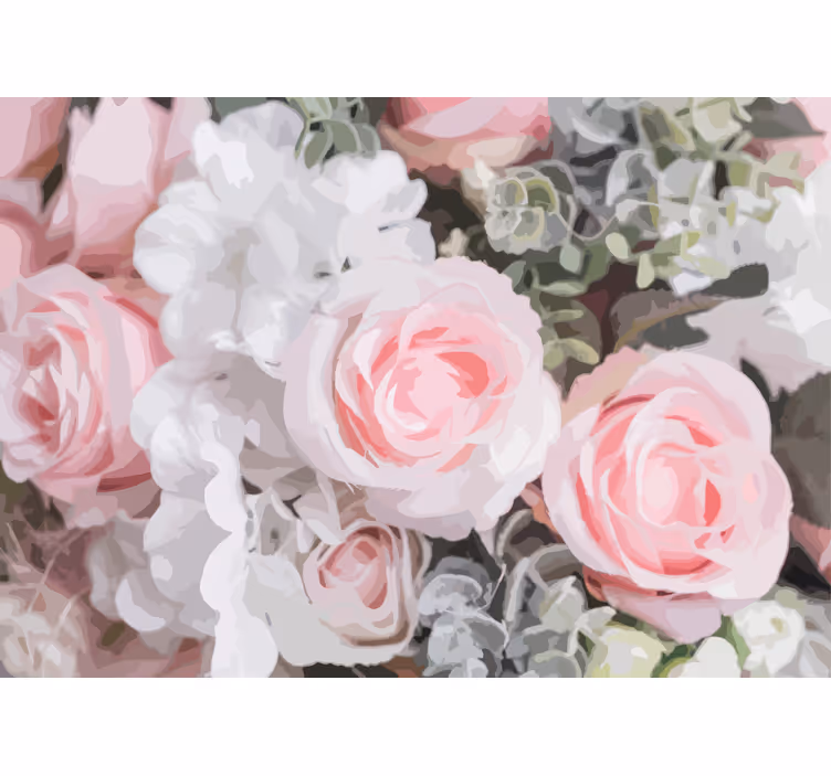 Romantic pink roses flower wall mural - TenStickers