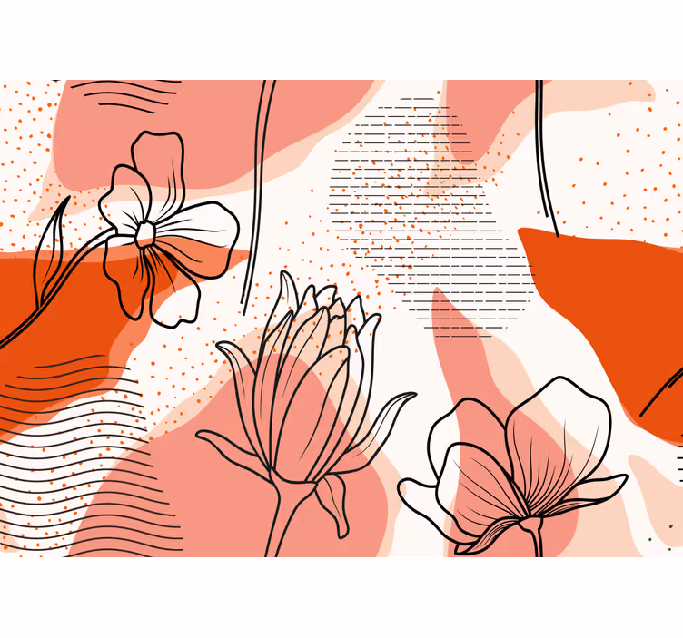 Flower wall mural floral line drawing - TenStickers