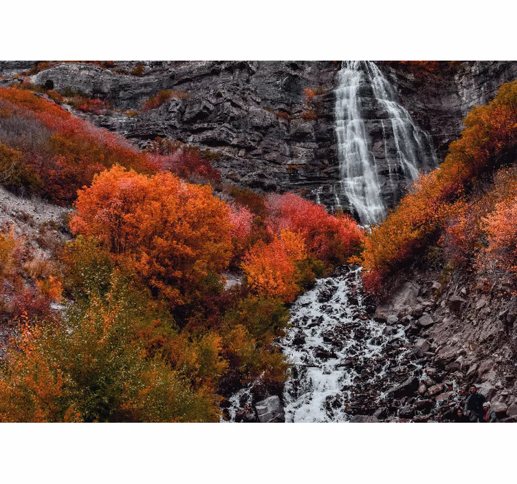 Waterfall wall mural autumn waterfall scene - TenStickers