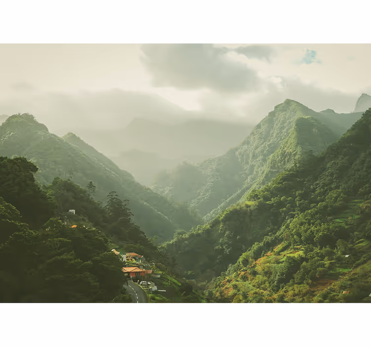 Landscape wall mural mountain valley view - TenStickers