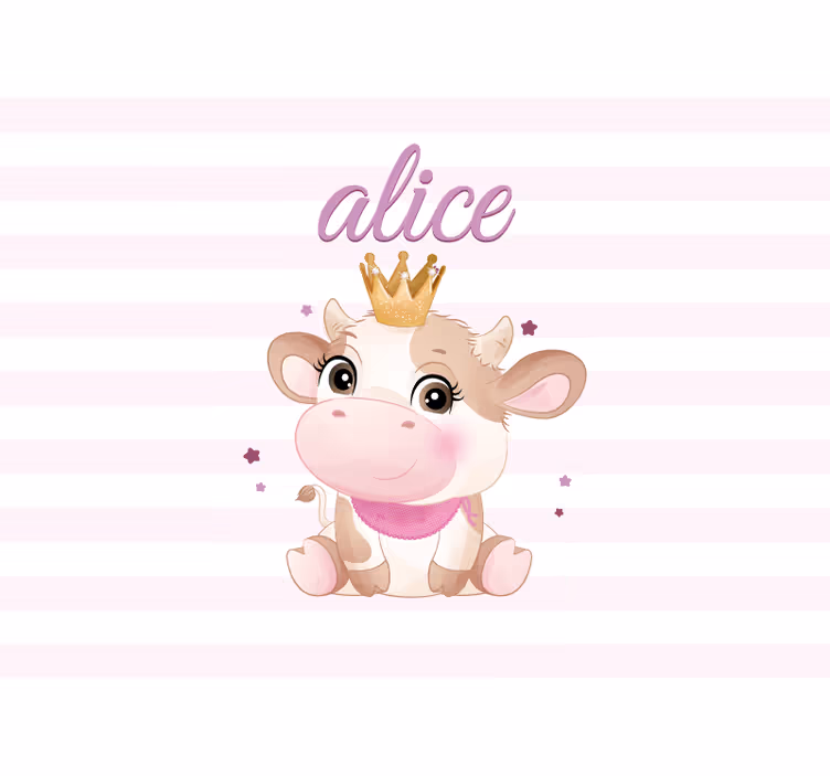 Crowned Cow Illustration childrens wall mural - TenStickers