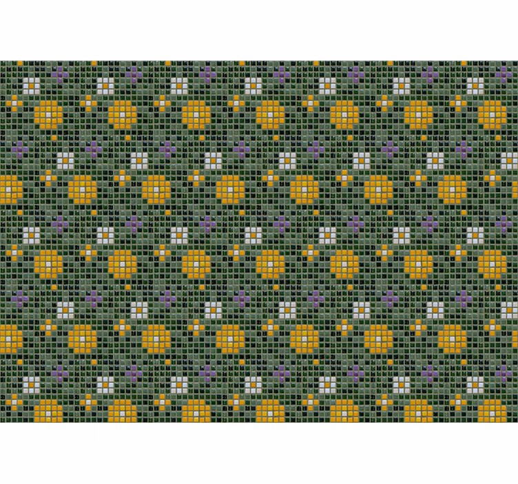 Vibrant tile floral pattern bathroom wall mural - TenStickers