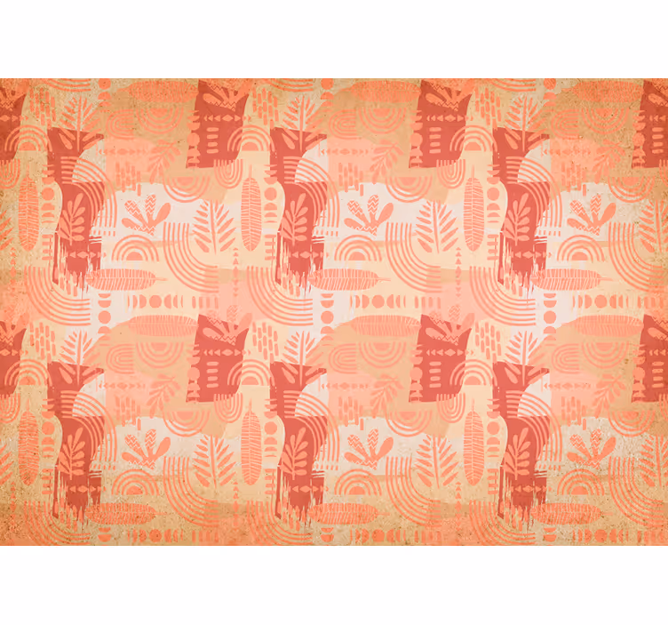 Pink and orange doodle pattern Wall Murals - TenStickers
