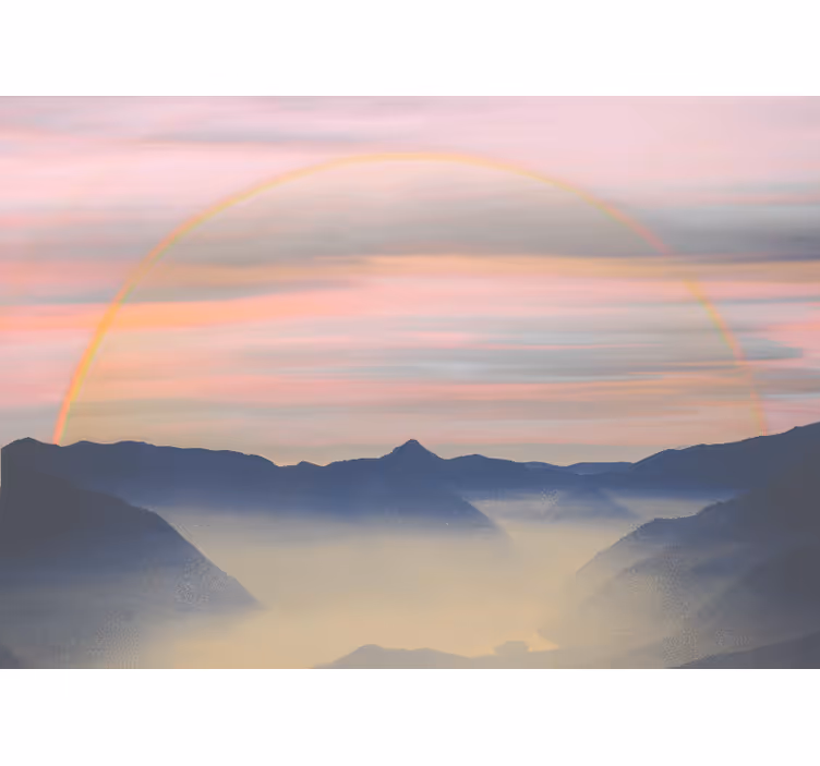 Landscape wall mural mountain rainbow view - TenStickers
