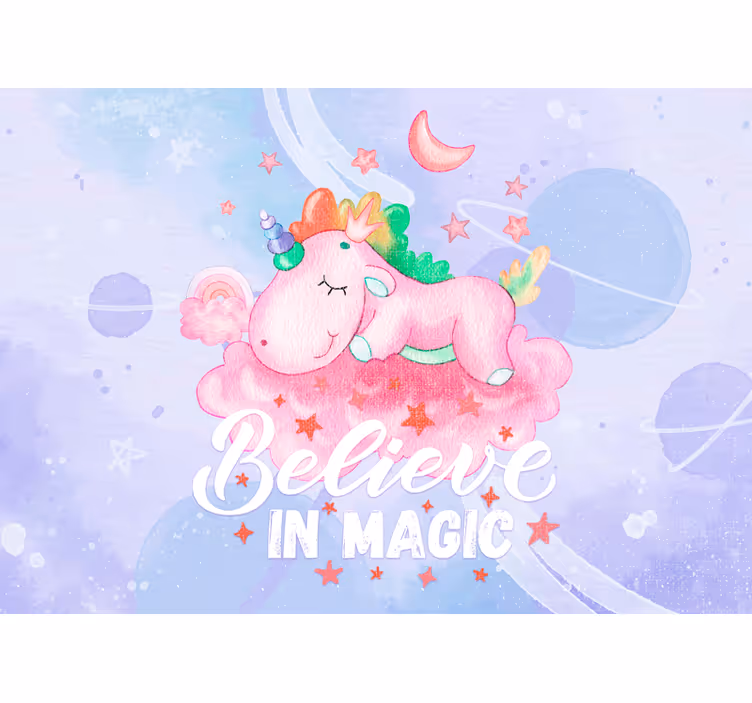 Unicorn dream cloud childrens wall mural - TenStickers