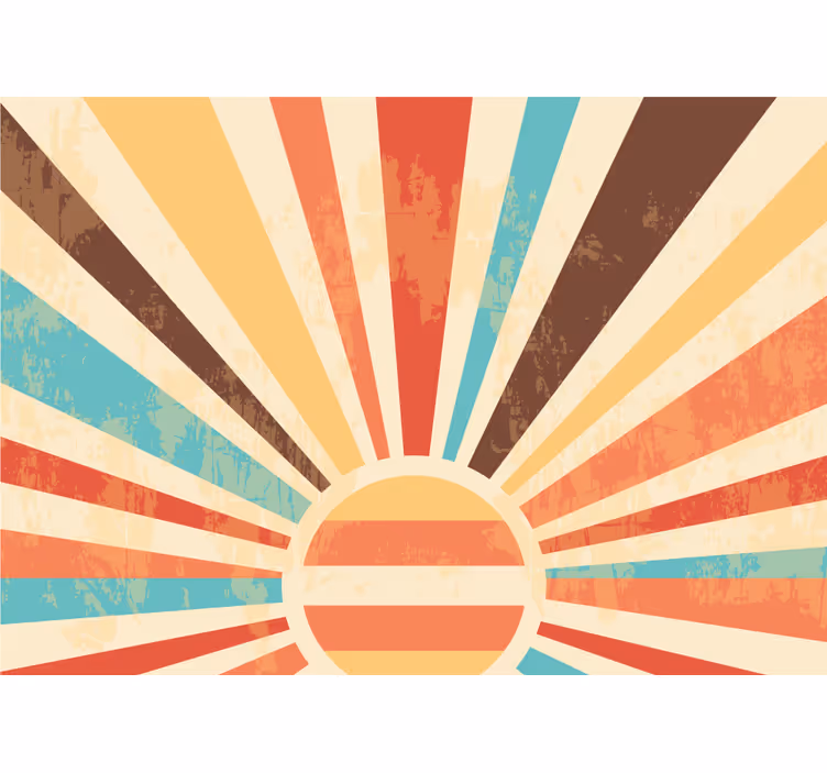 Colorful retro sun rays vintage wall mural - TenStickers