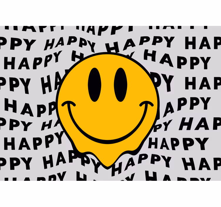 Phrase wall mural happy face message - TenStickers