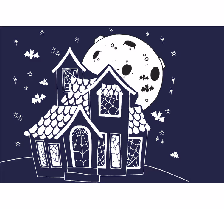 Halloween wall mural spooky haunted house - TenStickers